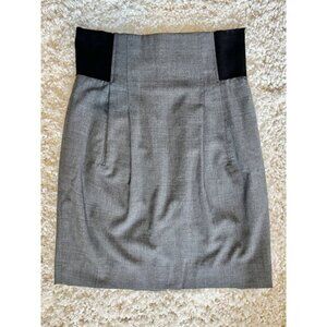 BCBG Max Azria Gray Pencil Skirt With Black Stretch Panels Size 0